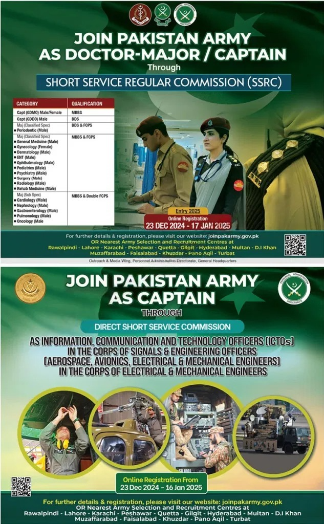 Pak Army Jobs 2025 As Captain and Doctor – Pakistan Army Jobs 2024 — original advertisement