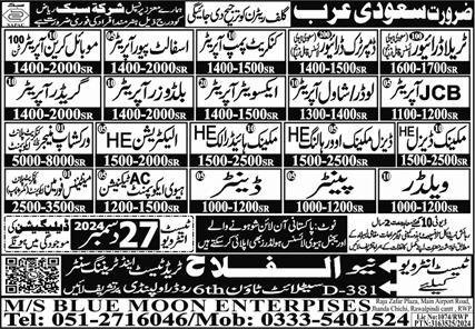 Mobile Crane Operator & Workshop Manager Jobs 2025 – Blue Moon Enterprises Jobs 2024 — original advertisement