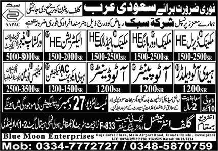 Heavy Auto Welder & Auto Denter Jobs 2025 In Saudi Arabia – Gulf Overseas Technical Services Jobs 2024 — original advertisement