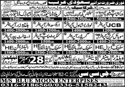 Excavator Operator & Concrete Pump Operator Jobs 2025 – GCC Techni Test & Training Center Telecom Jobs 2024 — original advertisement
