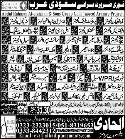 Finance Manager & Structural Engineer Jobs 2025 – Al Hadi Placement Services Jobs 2024 — original advertisement