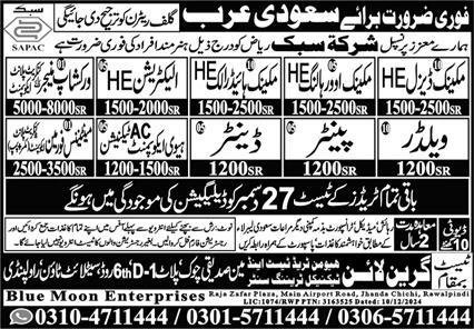 Mechanic Diesel HE & Electrician HE Jobs 2025 – Green Line Human Resource Manpower Jobs 2024 — original advertisement
