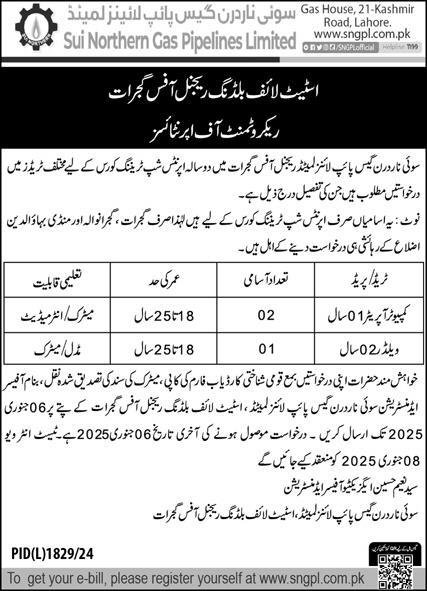 Apprenticeship Program At Sui Northern Gas Pipelines Limited Jobs 2024 — original advertisement