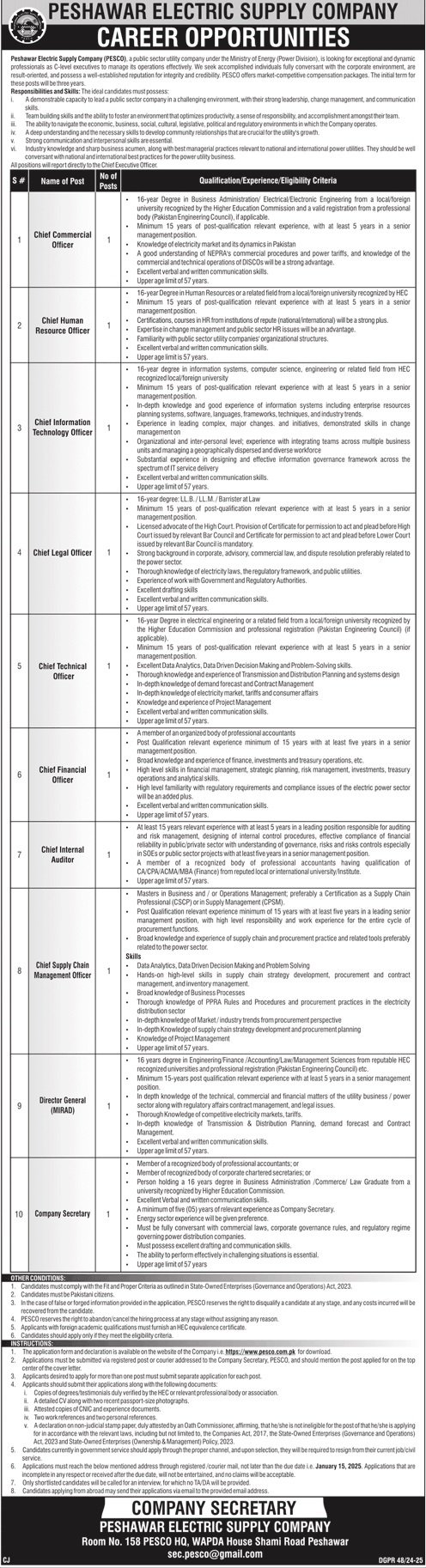 Peshawar Electric Supply Company PESCO Jobs 2024 – Peshawar Electric Supply Company - PESCO Jobs 2024 — original advertisement