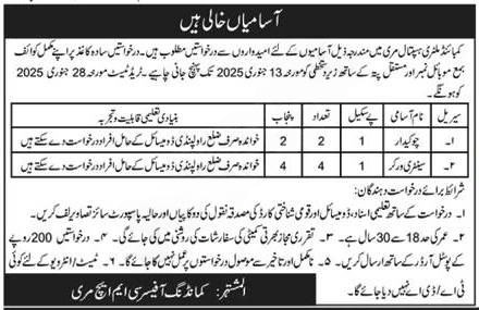 Combined Military Hospital CMH Murree Jobs 2024 Jobs 2024 — original advertisement