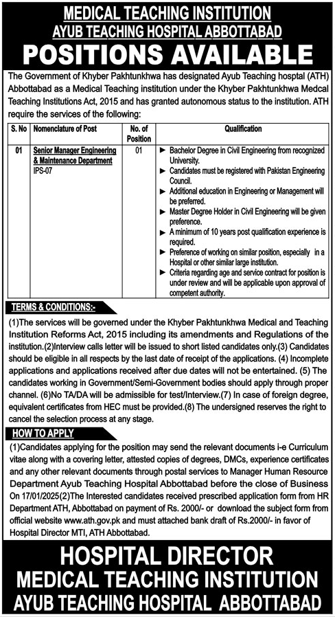 Medical Teaching Institution MTI Abbottabad Jobs 2024 – Medical Teaching Institute MTI Khyber Teaching Hospital Peshawar Kpk Jobs 2024 — original advertisement