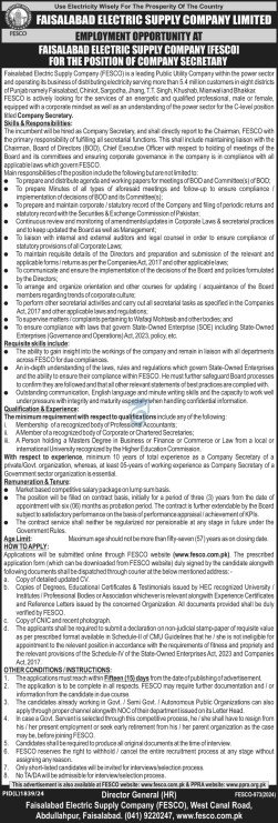 Faisalabad Electric Supply Company Limited Jobs 2024 Jobs 2024 — original advertisement
