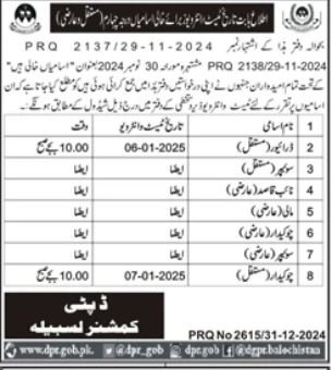 Revenue Department Lasbela Test Interview 2025 – Revenue Department Balochistan Jobs 2025 — original advertisement