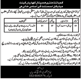 Combined Military Hospital CMH Kharian Job 2025 Jobs 2025 — original advertisement