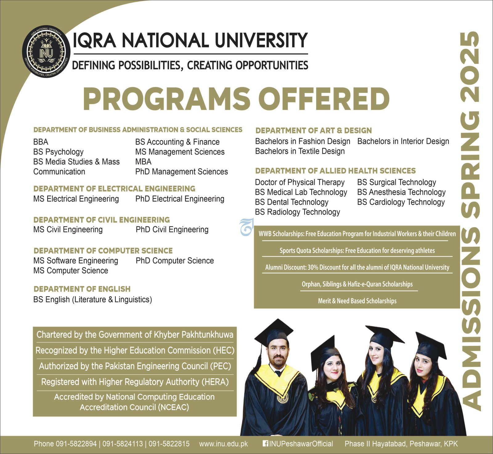 Admission Open in Iqra National University 2025 – Iqra University Islamabad Campus Admissions 2025 — original advertisement