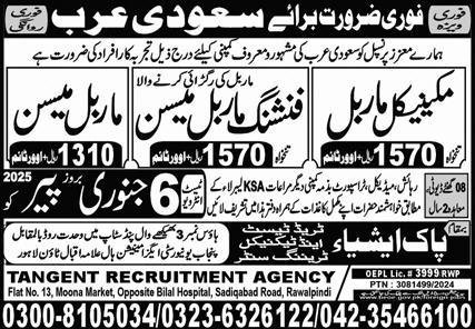 Finishing Marble Mason & Marble Mason Jobs 2025 – Pak Asia Technical Training Centre Jobs 2025 — original advertisement