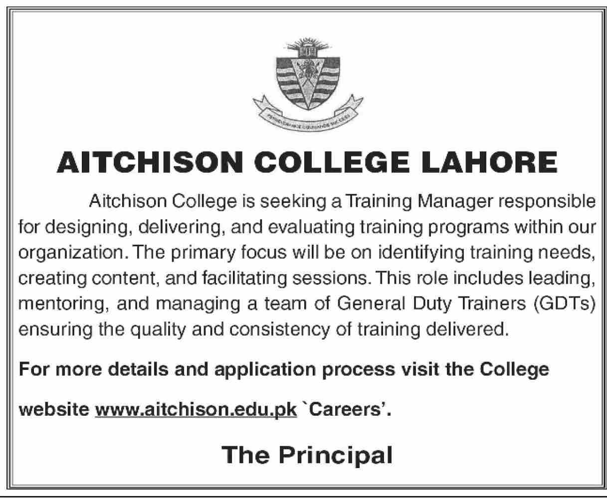 Aitchison College Lahore Punjab Jobs 2025 Jobs 2025 — original advertisement