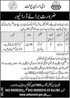 The Urban Unit Lahore Jobs 2025 – The Urban Unit Punjab Jobs 2025 — original advertisement
