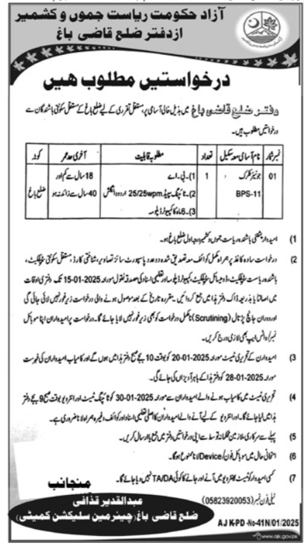 High Court Bagh Azad Jammu Kashmir Jobs 2025 – High Court Azad Jammu Kashmir Jobs 2025 — original advertisement