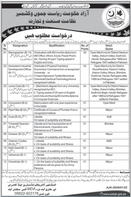 Industries & Commerce Department Jobs 2025 – Industries and Commerce Department Ajk Jobs 2025 — original advertisement