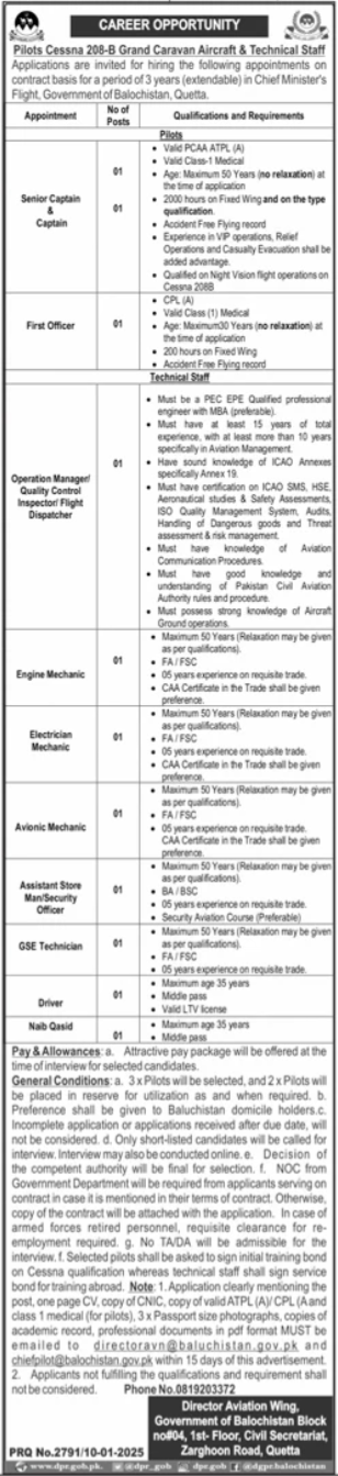 Chief Minister Secretariat Balochistan Jobs 2025 – Public Sector Organization Jobs 2025 — original advertisement