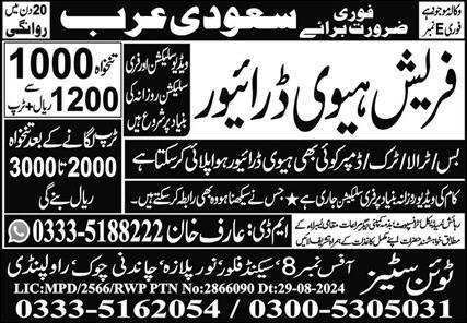 Heavy Driver & HTV Driver Jobs 2025 In Saudi Arabia – Twin Cities International Overseas Employment Jobs 2025 — original advertisement