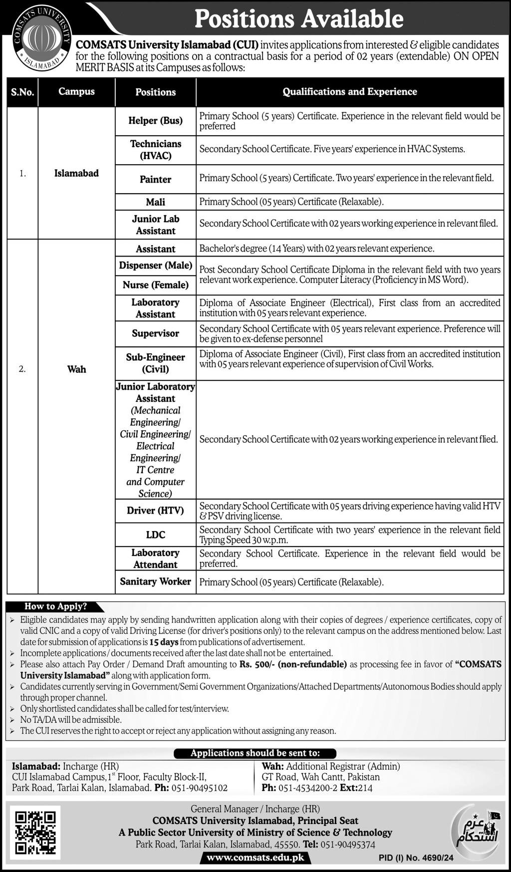 Comsats University Islamabad Jobs 2025 Jobs 2025 — original advertisement