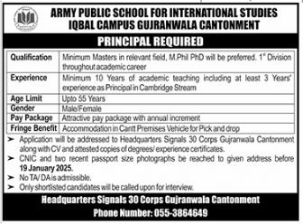 Army Public School For International Studies Jobs 2025 – Army Public School & College Paksitan Jobs 2025 — original advertisement
