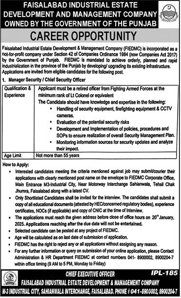 Faislabad Industrial Estate Development Jobs 2025 – Private Company Jobs 2025 — original advertisement
