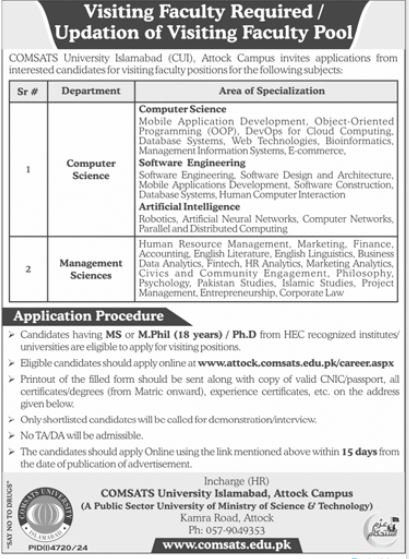 Comsats University Islamabad Attock Jobs 2025 Jobs 2025 — original advertisement