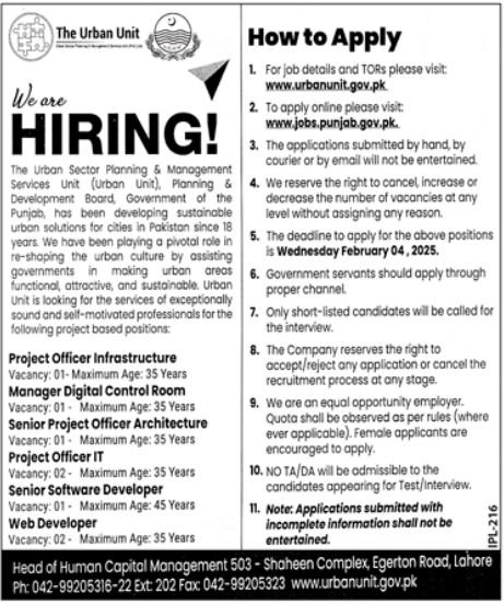 The Urban Unit Lahore Jobs Notice 2025 – The Urban Unit Punjab Jobs 2025 — original advertisement