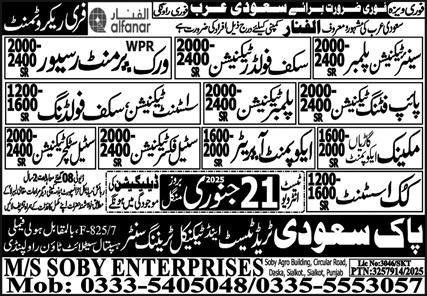 Work Permit Receiver & Equipment Operator Jobs 2025 – Pak Saudi Trade Test & Technical Training Center Jobs 2025 — original advertisement