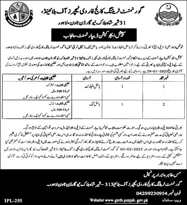 Special Education Department Lahore Jobs 2025 – Special Education Department Punjab Jobs 2025 — original advertisement