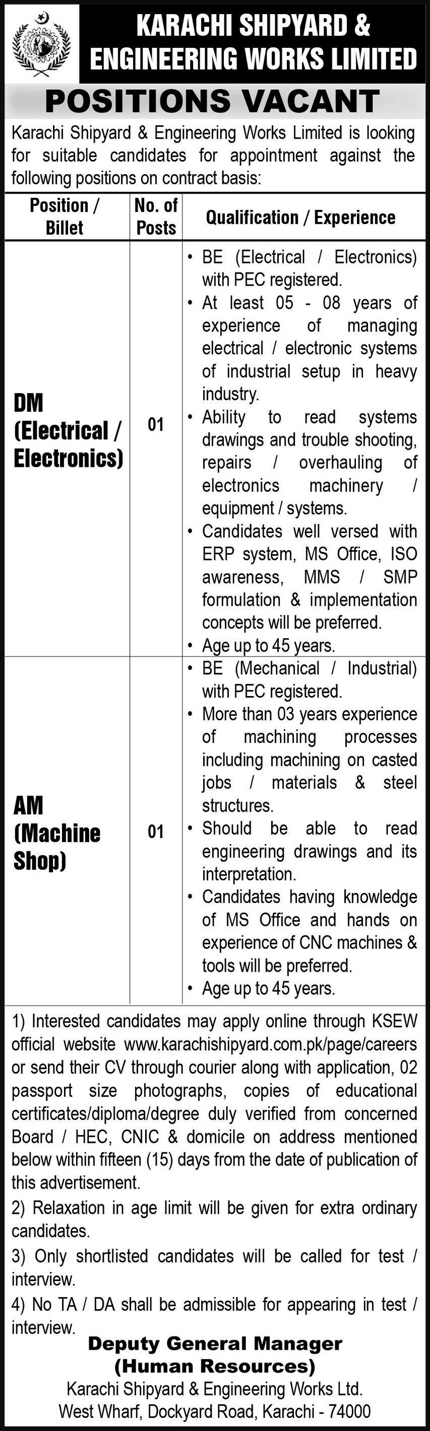 Karachi Shipyard And Engineering Works Limited Jobs 2025 – Karachi Shipyard & Engineering Works Limited Jobs 2025 — original advertisement