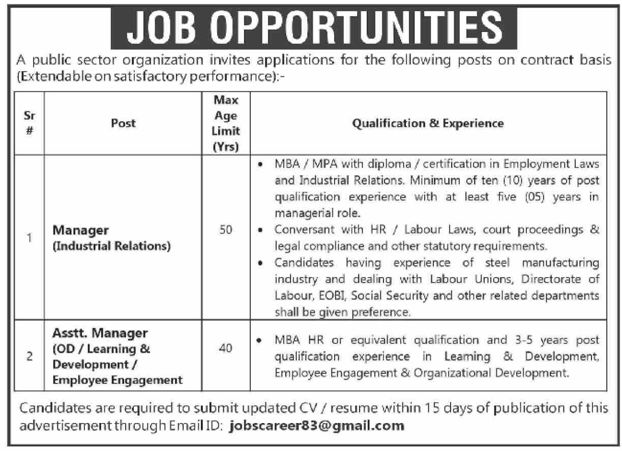 Public Sector Organization Karachi Jobs 2025 Jobs 2025 — original advertisement