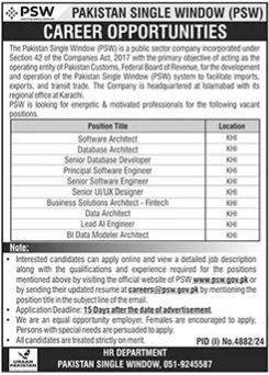 Pakistan Single Window PSW Karachi Jobs 2025 Jobs 2025 — original advertisement