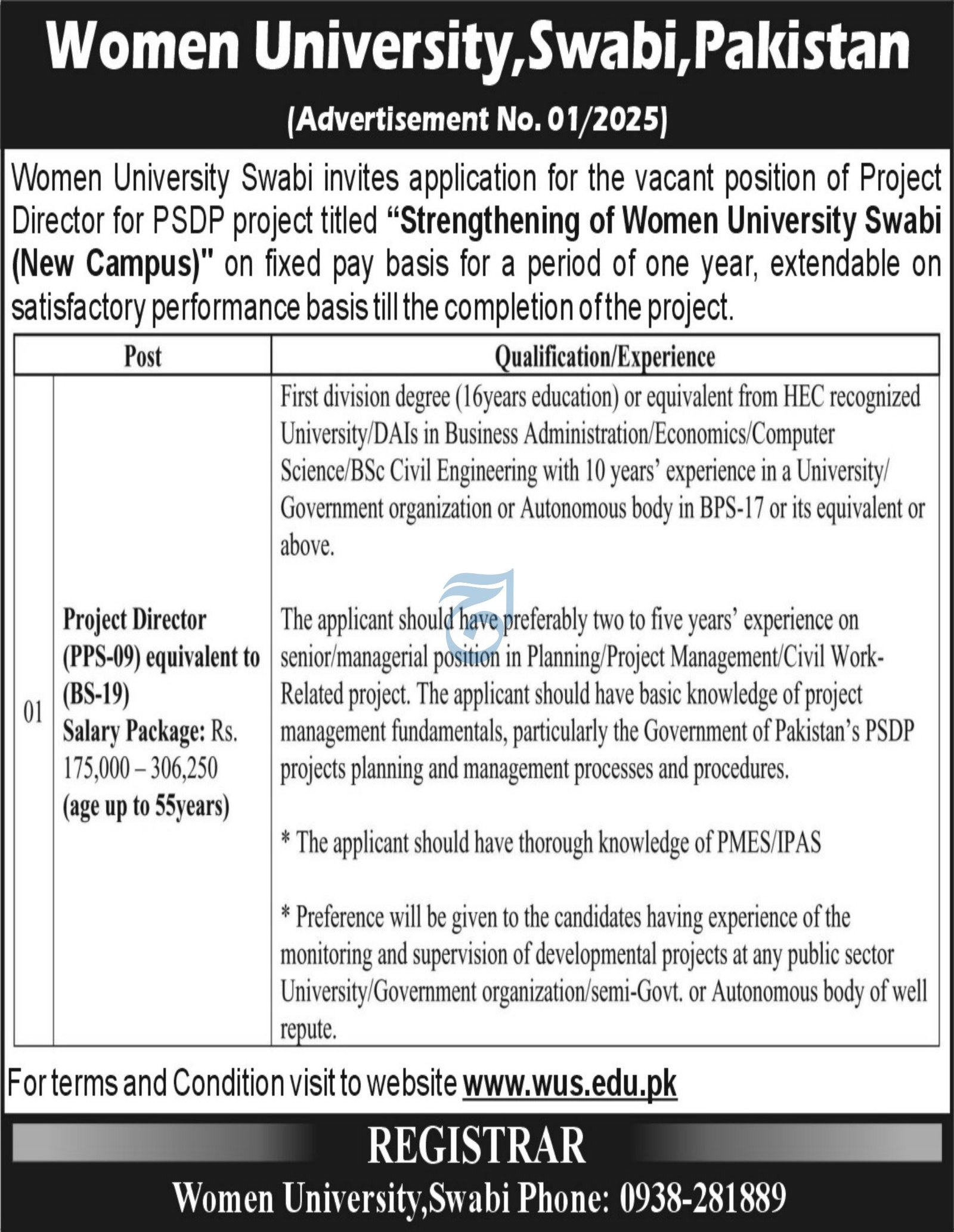 Women University Swabi Khyber Pakhtunkhwa Jobs 2025 Jobs 2025 — original advertisement