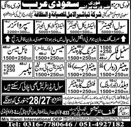 Electrician High Voltage & Finishing Carpenter Jobs 2025 – Gulf Overseas Technical Services Jobs 2025 — original advertisement