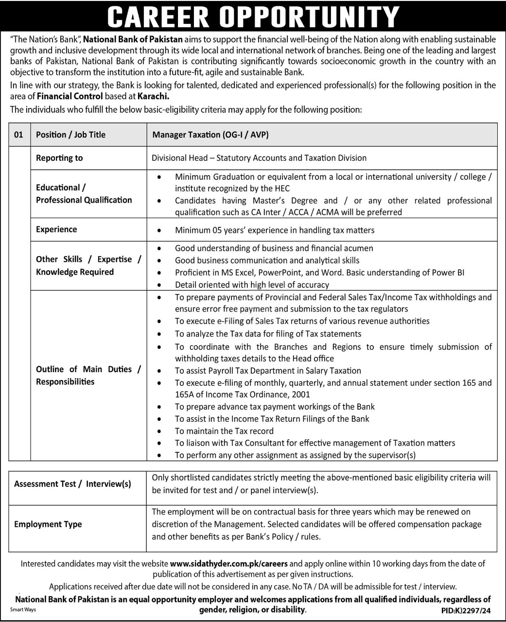 National Bank of Pakistan NBP Karachi Jobs 2025 Jobs 2025 — original advertisement
