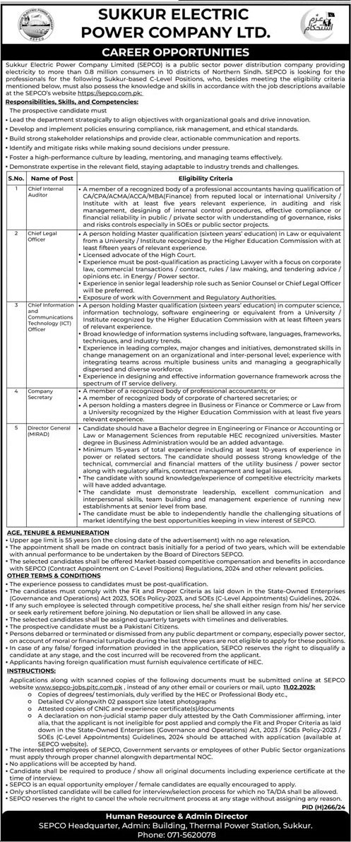 Sukkur Electric Power Company SEPCO Jobs 2025 Jobs 2025 — original advertisement