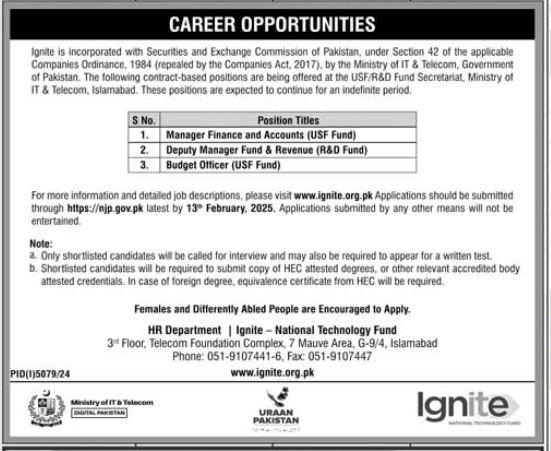 Ignite National Technology Fund Islamabad Jobs 2025 – Securities & Exchange Commission of Pakistan Jobs 2025 — original advertisement