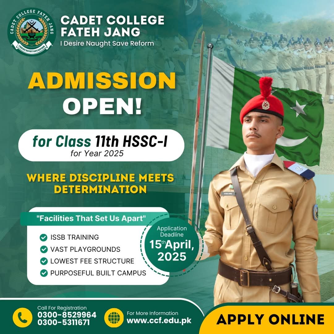 Admission Open in Cadet College Fateh Jang 2025 Admissions 2025 — original advertisement