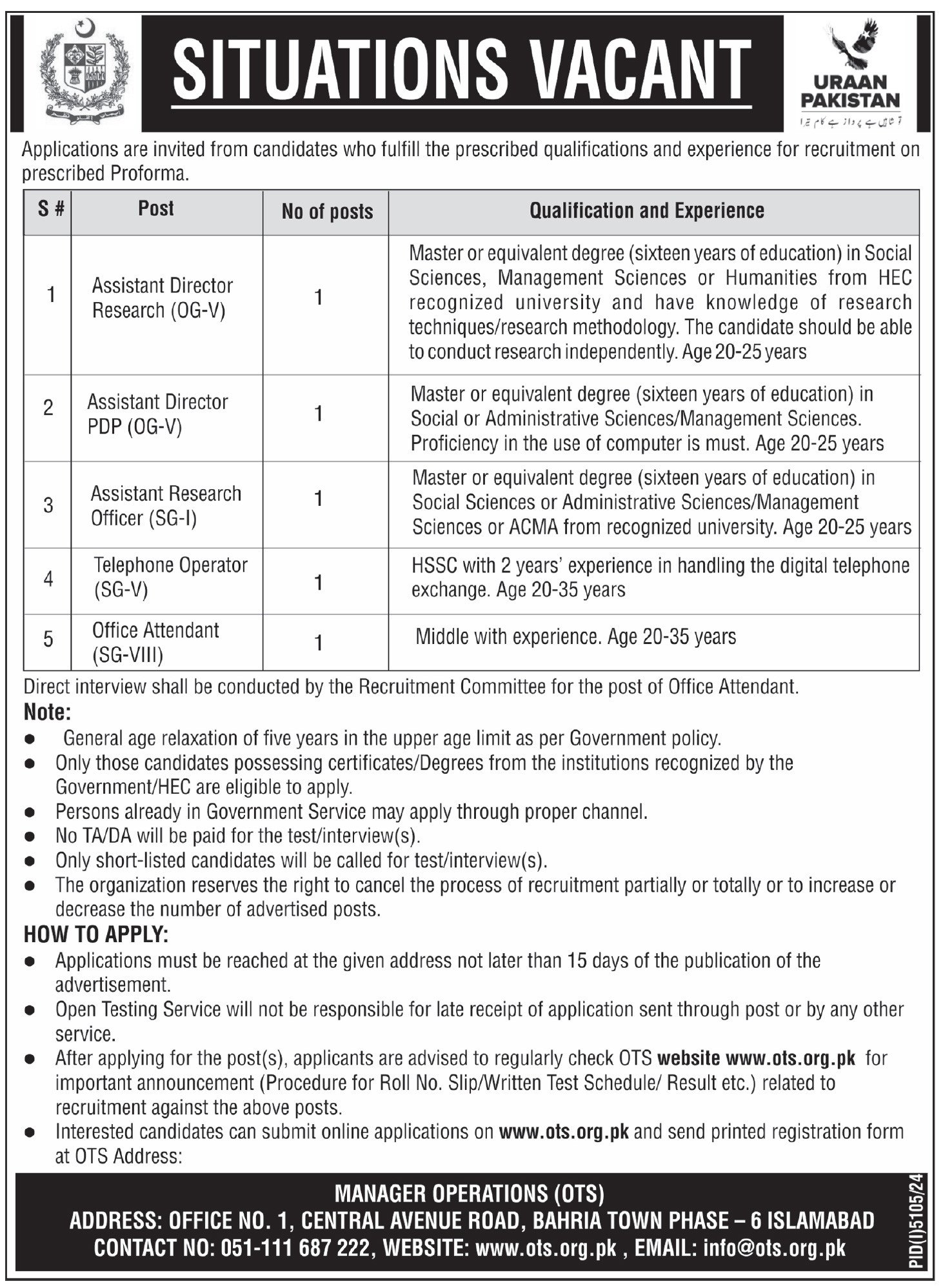 Public Sector Organization Islamabad Jobs 2025 Jobs 2025 — original advertisement