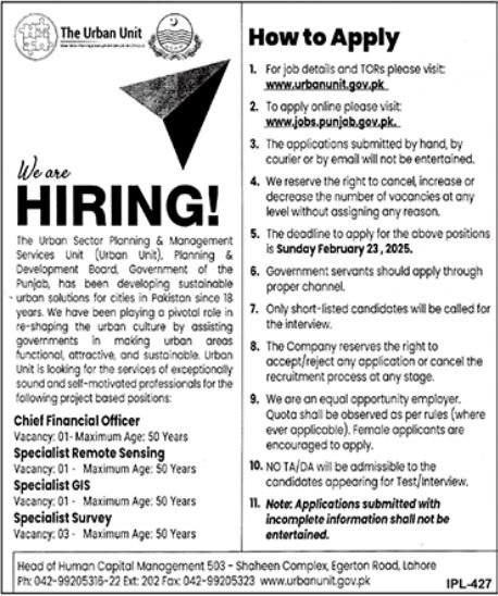 The Urban Unit Jobs 2025 – The Urban Unit Punjab Jobs 2025 — original advertisement