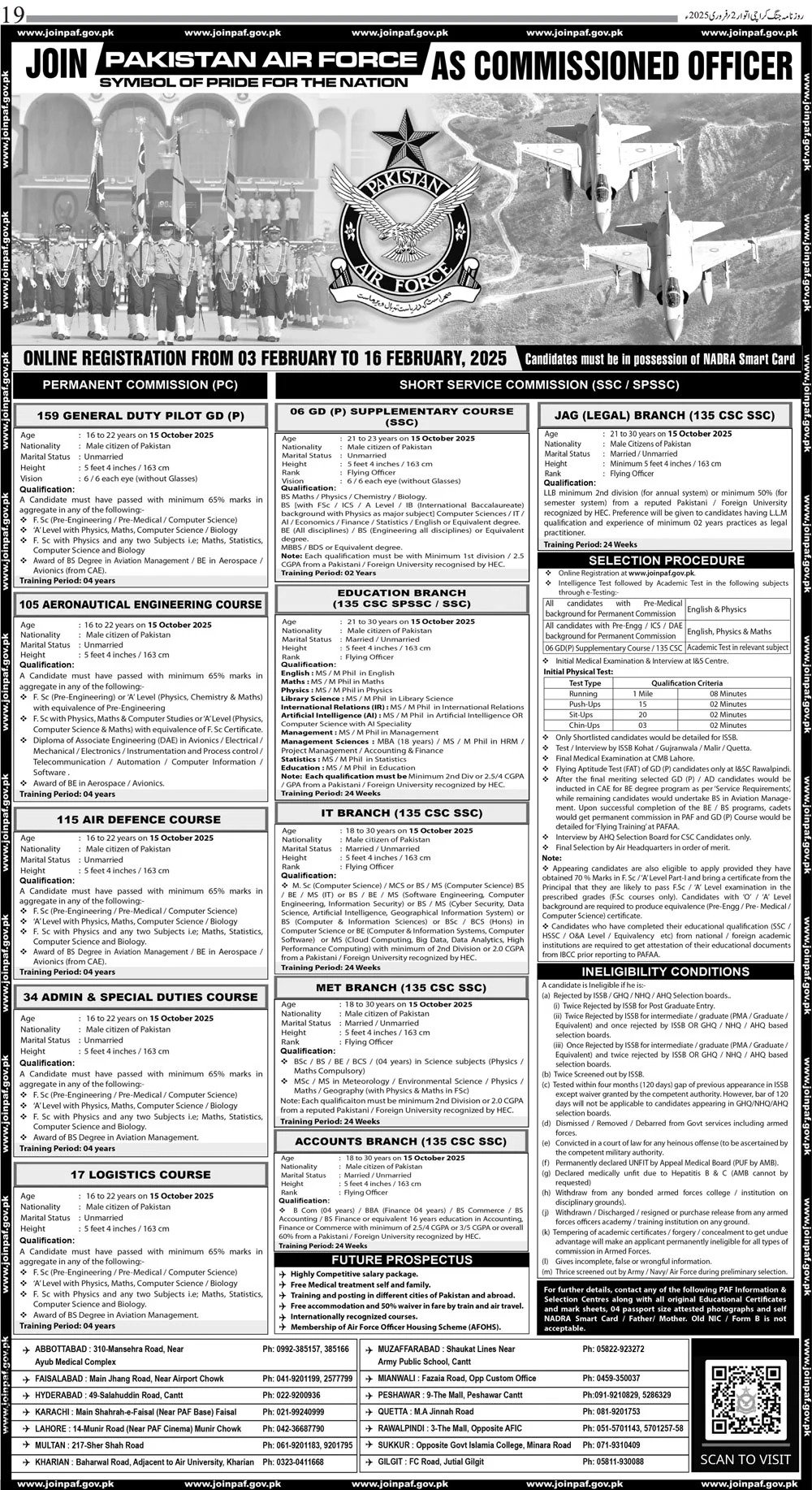 Join Pakistan Air Force As commissioned 2025 Jobs 2025 — original advertisement