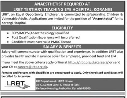 Layton Rahmatullah Benevolent Trust LRBT Jobs 2025 – LRBT Layton Rahmatullah Benevolent Trust Jobs 2025 — original advertisement