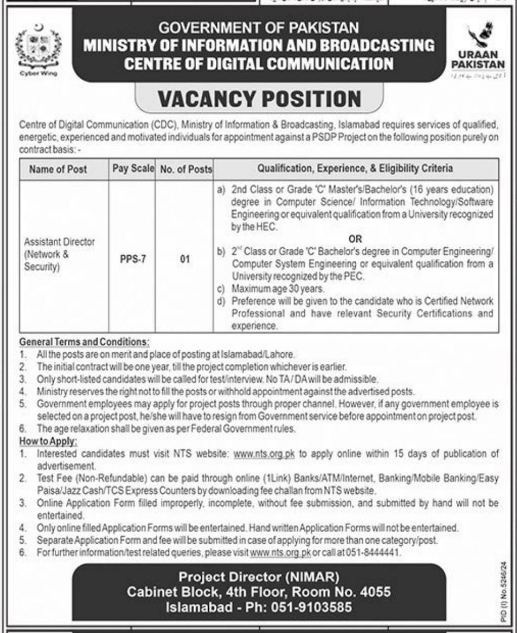 Ministry of Information & Broadcasting Jobs 2025 – Ministry of Information & Broadcasting Pakistan Jobs 2025 — original advertisement