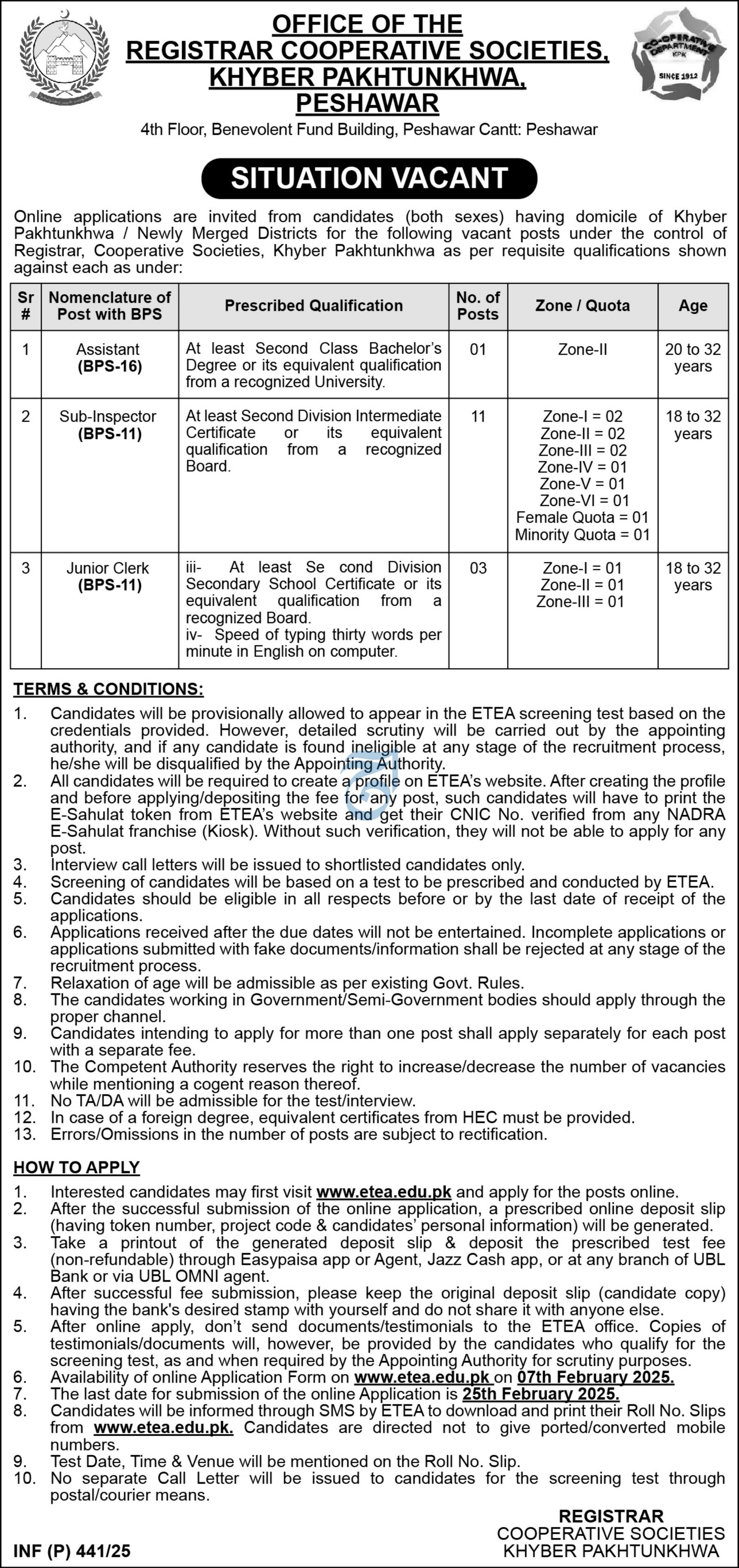 Cooperative Societies Khyber Pakhtunkhwa Jobs 2025 – North South Multipurpose Cooperative Society Jobs 2025 — original advertisement