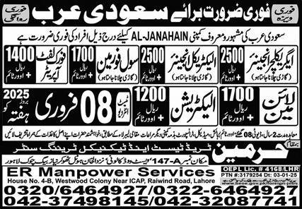 Civil Foreman & Fork Lift Operator Jobs 2025 In Saudi Arabia – Harmain Trade Test & Technical Training Center Jobs 2025 — original advertisement