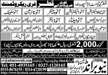 Auto Denter & Auto Transmission Technician Jobs 2025 – New Brand Manpower Jobs 2025 — original advertisement