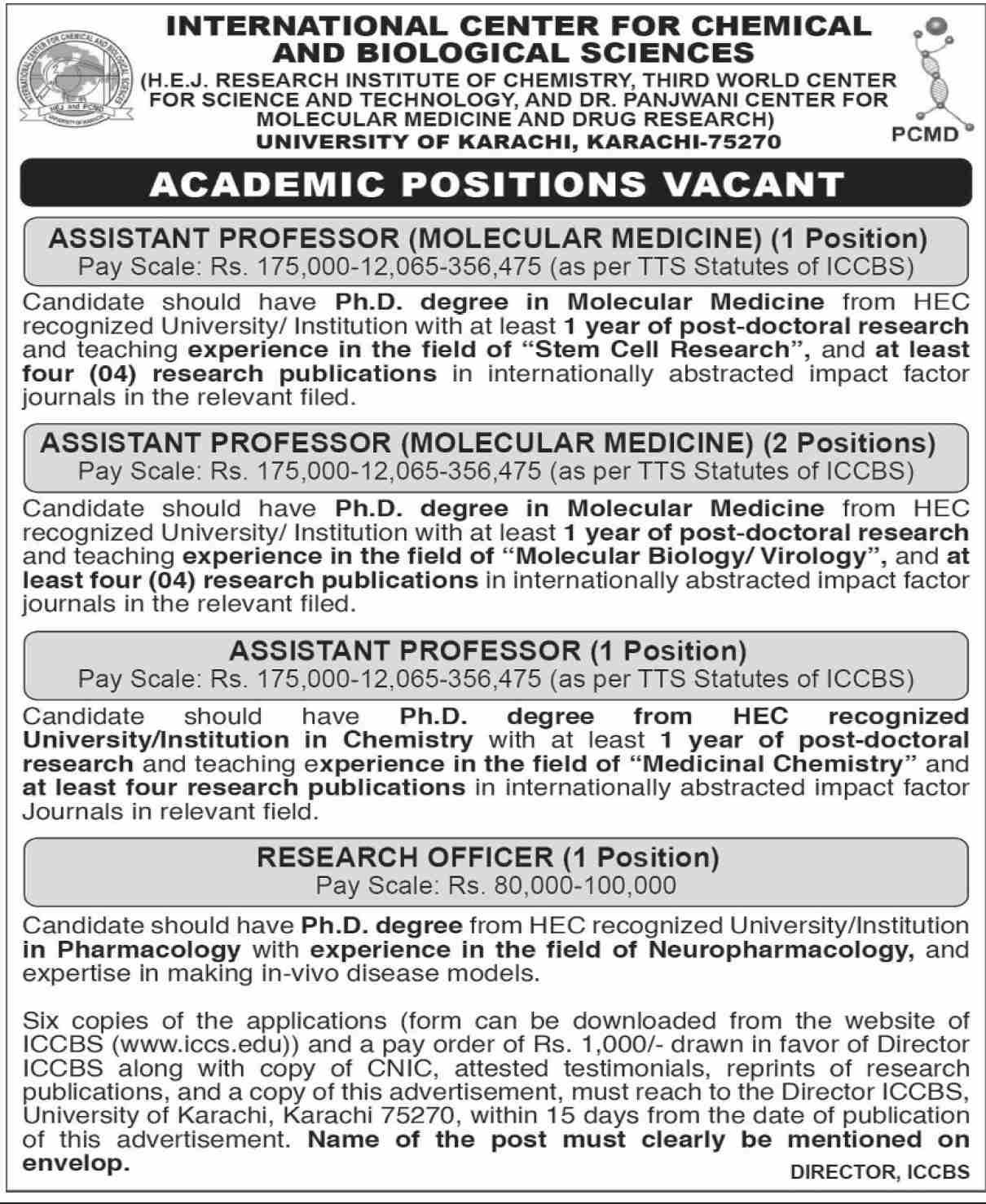 ICCBS University Of Karachi Sindh Jobs 2025 Jobs 2025 — original advertisement