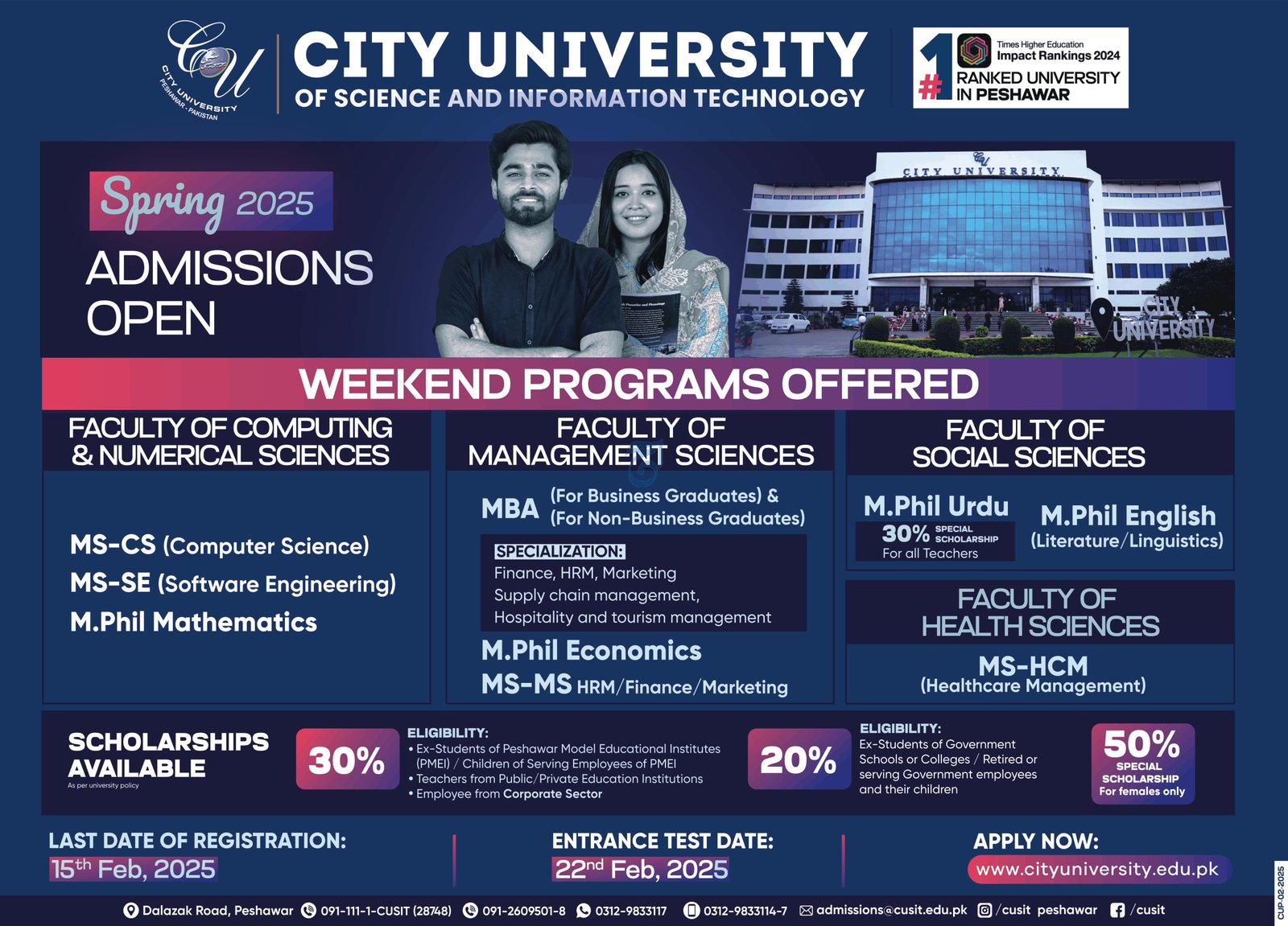 Admission Open in City University of Science And information – City University of Science and Information Technology Peshawar Admissions 2025 — original advertisement