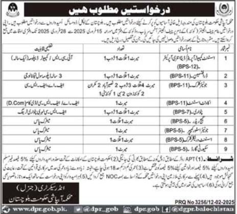 Irrigation Department Balochistan Jobs 2025 – Irrigation Department Balochsitan Jobs 2025 — original advertisement