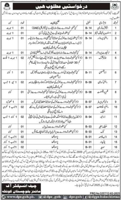 Mines & Minerals Department Quetta Jobs 2025 – Mines and Minerals Department Balochistan Jobs 2025 — original advertisement