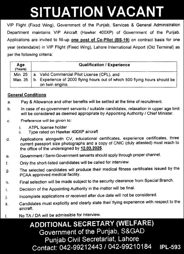 Punjab Civil Secretariat Lahore Jobs 2025 – Civil Services Academy Lahore Jobs 2025 — original advertisement